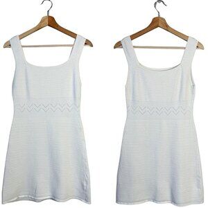 NWOT Storia Sleeveless Knit Mini Dress Womens Medium White Crochet Coastal Beach